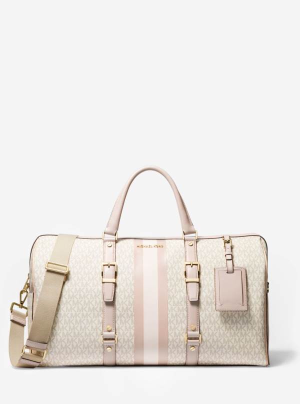Damske Cestovné Tašky Michael Kors Bedford Travel Extra-Large Logo Stripe Weekender Ruzove - Kabelky Michael Kors Lacne | CXHUK-2347